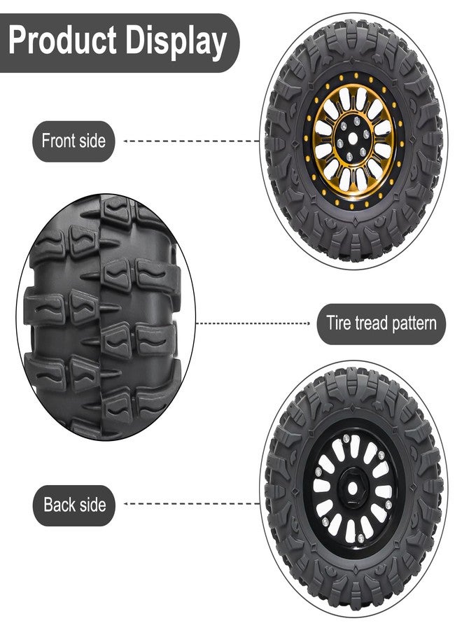 LRFHL 1.3" Beadlock Wheel Tires Aluminum 1.3 Beadlock Wheels and Tires Upgraded 1.45-inch Wheel for 1/24 SCX24 1/18 TRX4M RC Crawler Car Upgrade (4PCS, Gold) - Image 5